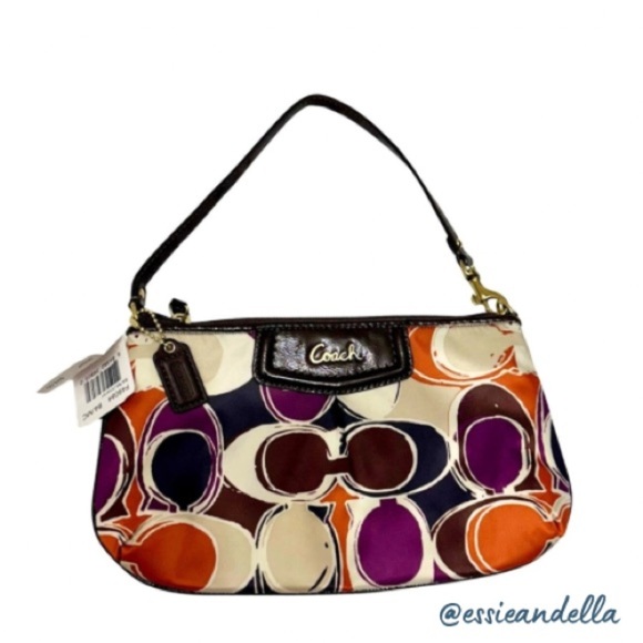Coach Handbags - Coach Ashley Scarf Print Signature Logo Satin Shoulder Wallet